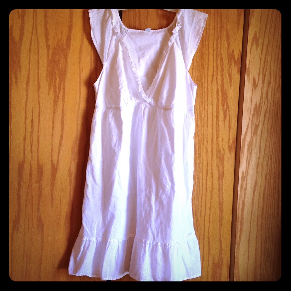 Old Navy White Ruffle Empire Dress L